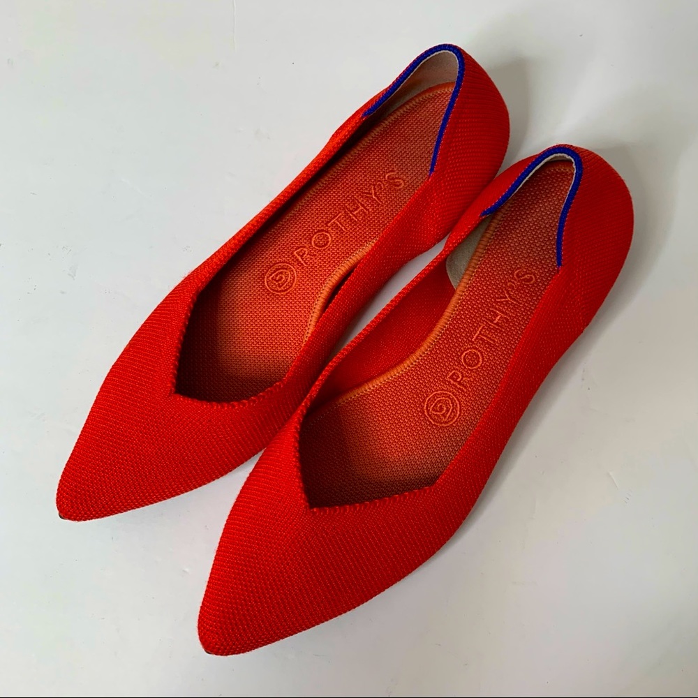 Rothy’s The Point Red Orange Flats size 7.5 Women